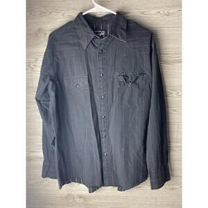 VTG Wrangler Pearl Snap Shirt Men L Black Cowboy Western